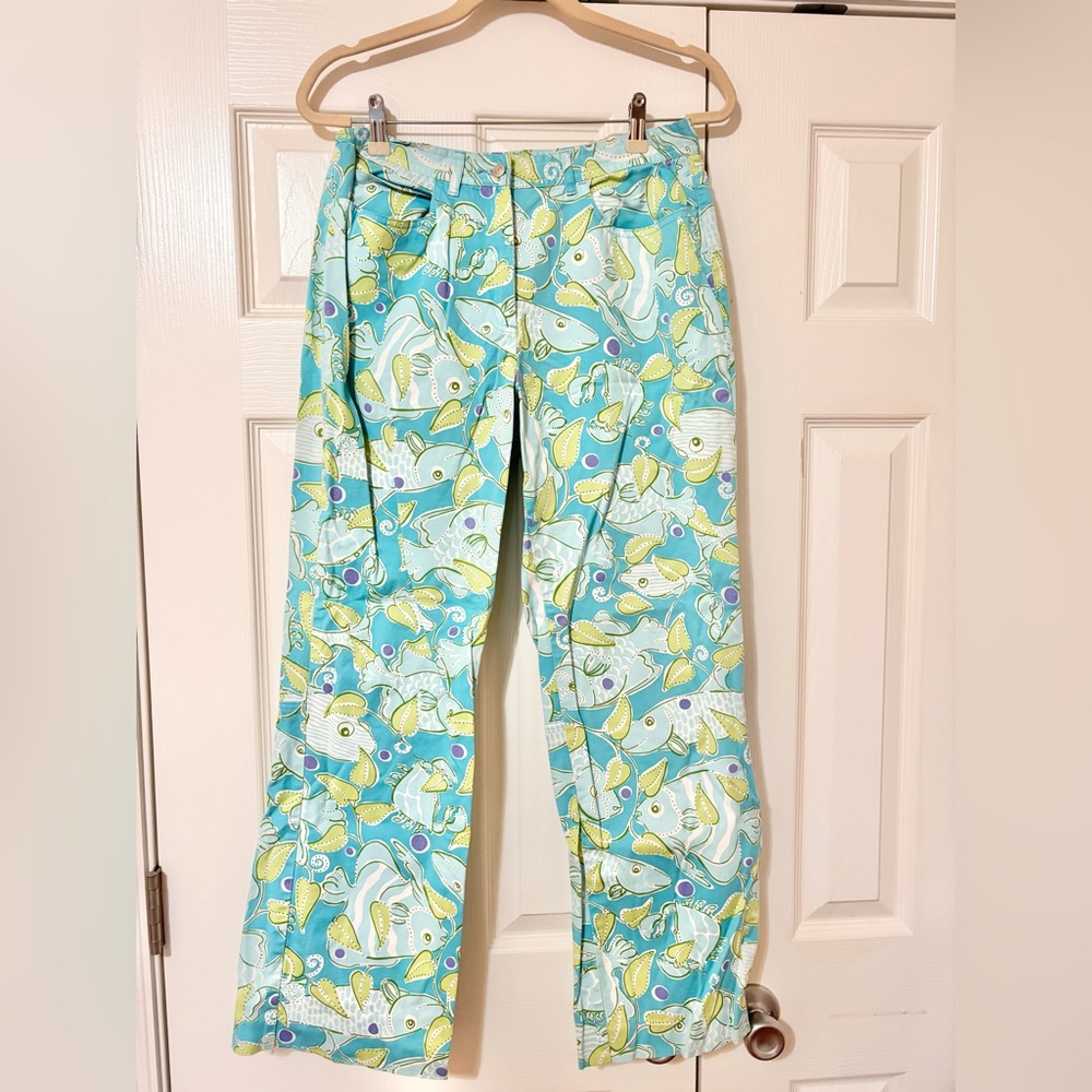 Lilly Pulitzer Blue and Green Patterned Pants
